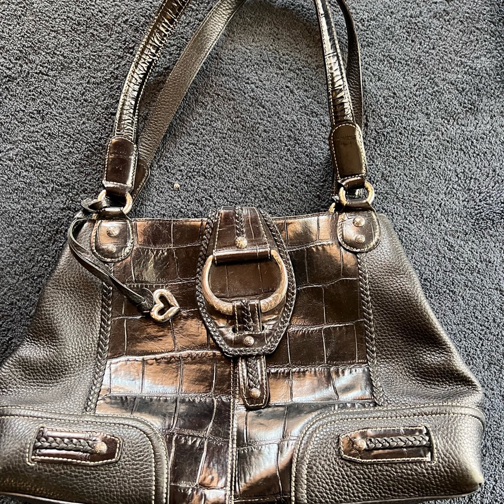 Brighton Pebbled Leather Moc Croc Embossed Purse